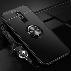 Ultra-thin Silicone Gel Soft Case Cover with Magnetic Finger Ring Stand A03 for Xiaomi Redmi 8 Black