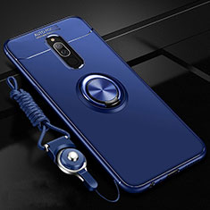 Ultra-thin Silicone Gel Soft Case Cover with Magnetic Finger Ring Stand A03 for Xiaomi Redmi 8 Blue