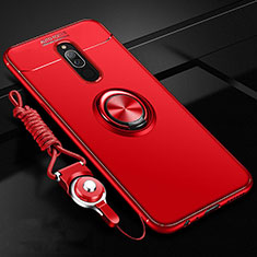 Ultra-thin Silicone Gel Soft Case Cover with Magnetic Finger Ring Stand A03 for Xiaomi Redmi 8 Red