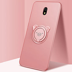 Ultra-thin Silicone Gel Soft Case Cover with Magnetic Finger Ring Stand A03 for Xiaomi Redmi 8A Rose Gold