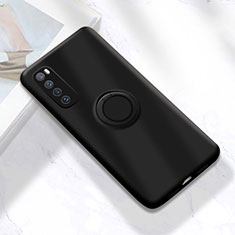 Ultra-thin Silicone Gel Soft Case Cover with Magnetic Finger Ring Stand A04 for Huawei Nova 7 5G Black