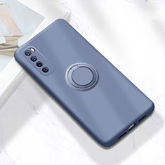 Ultra-thin Silicone Gel Soft Case Cover with Magnetic Finger Ring Stand A04 for Huawei Nova 7 5G Gray