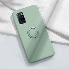 Ultra-thin Silicone Gel Soft Case Cover with Magnetic Finger Ring Stand A04 for Oppo A52 Cyan