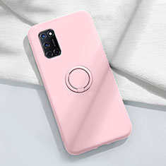 Ultra-thin Silicone Gel Soft Case Cover with Magnetic Finger Ring Stand A04 for Oppo A72 Pink