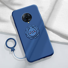 Ultra-thin Silicone Gel Soft Case Cover with Magnetic Finger Ring Stand A04 for Vivo Nex 3 5G Blue