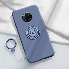 Ultra-thin Silicone Gel Soft Case Cover with Magnetic Finger Ring Stand A04 for Vivo Nex 3 5G Gray