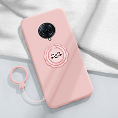 Ultra-thin Silicone Gel Soft Case Cover with Magnetic Finger Ring Stand A04 for Vivo Nex 3 Pink