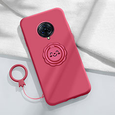 Ultra-thin Silicone Gel Soft Case Cover with Magnetic Finger Ring Stand A04 for Vivo Nex 3 Red Wine