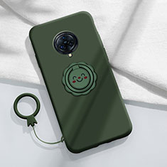Ultra-thin Silicone Gel Soft Case Cover with Magnetic Finger Ring Stand A04 for Vivo Nex 3S Green