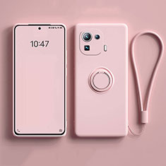 Ultra-thin Silicone Gel Soft Case Cover with Magnetic Finger Ring Stand A04 for Xiaomi Mi 11 Pro 5G Pink