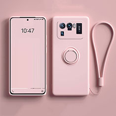 Ultra-thin Silicone Gel Soft Case Cover with Magnetic Finger Ring Stand A04 for Xiaomi Mi 11 Ultra 5G Pink