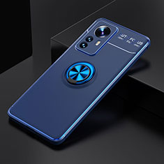 Ultra-thin Silicone Gel Soft Case Cover with Magnetic Finger Ring Stand A04 for Xiaomi Mi 12 5G Blue