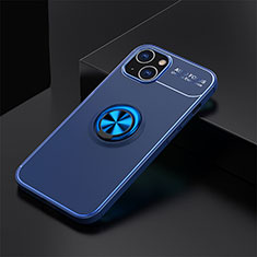 Ultra-thin Silicone Gel Soft Case Cover with Magnetic Finger Ring Stand A05 for Apple iPhone 13 Mini Blue