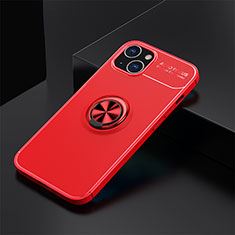 Ultra-thin Silicone Gel Soft Case Cover with Magnetic Finger Ring Stand A05 for Apple iPhone 13 Mini Red