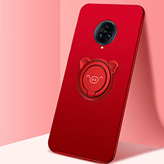 Ultra-thin Silicone Gel Soft Case Cover with Magnetic Finger Ring Stand A05 for Vivo Nex 3 5G Red