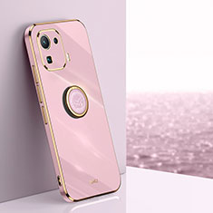 Ultra-thin Silicone Gel Soft Case Cover with Magnetic Finger Ring Stand A05 for Xiaomi Mi 11 Pro 5G Pink