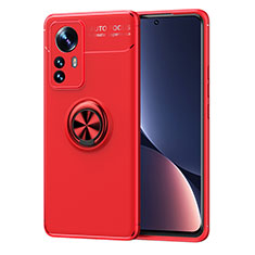 Ultra-thin Silicone Gel Soft Case Cover with Magnetic Finger Ring Stand A05 for Xiaomi Mi 12 Lite 5G Red