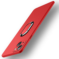 Ultra-thin Silicone Gel Soft Case Cover with Magnetic Finger Ring Stand A09 for Apple iPhone 14 Red