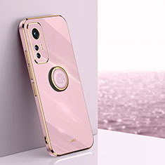 Ultra-thin Silicone Gel Soft Case Cover with Magnetic Finger Ring Stand A10 for Xiaomi Mi 12 Lite 5G Pink