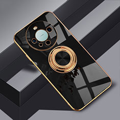 Ultra-thin Silicone Gel Soft Case Cover with Magnetic Finger Ring Stand AN1 for Huawei Mate 60 Black