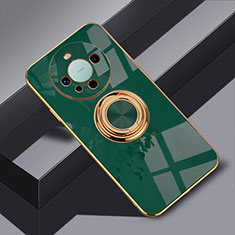 Ultra-thin Silicone Gel Soft Case Cover with Magnetic Finger Ring Stand AN1 for Huawei Mate 60 Green
