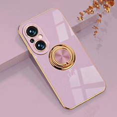 Ultra-thin Silicone Gel Soft Case Cover with Magnetic Finger Ring Stand AN1 for Huawei Nova 9 SE Clove Purple
