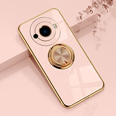 Ultra-thin Silicone Gel Soft Case Cover with Magnetic Finger Ring Stand AN1 for Sharp Aquos R8 Pro Rose Gold