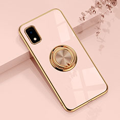 Ultra-thin Silicone Gel Soft Case Cover with Magnetic Finger Ring Stand AN1 for Sharp Aquos wish3 Rose Gold