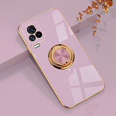 Ultra-thin Silicone Gel Soft Case Cover with Magnetic Finger Ring Stand AN1 for Vivo iQOO 7 Legend 5G Clove Purple