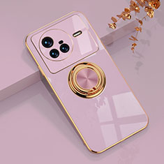 Ultra-thin Silicone Gel Soft Case Cover with Magnetic Finger Ring Stand AN1 for Vivo X80 5G Clove Purple