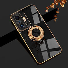 Ultra-thin Silicone Gel Soft Case Cover with Magnetic Finger Ring Stand AN1 for Xiaomi Mi 11T Pro 5G Black