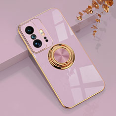 Ultra-thin Silicone Gel Soft Case Cover with Magnetic Finger Ring Stand AN1 for Xiaomi Mi 11T Pro 5G Clove Purple