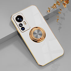 Ultra-thin Silicone Gel Soft Case Cover with Magnetic Finger Ring Stand AN1 for Xiaomi Mi 12T 5G White