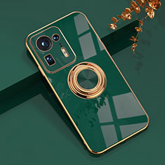 Ultra-thin Silicone Gel Soft Case Cover with Magnetic Finger Ring Stand AN1 for Xiaomi Mi Mix 4 5G Green