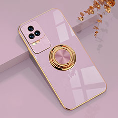 Ultra-thin Silicone Gel Soft Case Cover with Magnetic Finger Ring Stand AN1 for Xiaomi Poco F4 5G Clove Purple