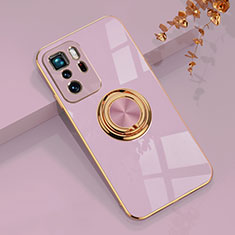 Ultra-thin Silicone Gel Soft Case Cover with Magnetic Finger Ring Stand AN1 for Xiaomi Redmi Note 10 Pro 5G Clove Purple