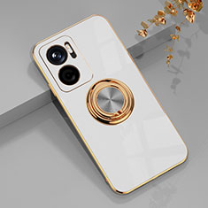 Ultra-thin Silicone Gel Soft Case Cover with Magnetic Finger Ring Stand AN1 for Xiaomi Redmi Note 11E 5G White