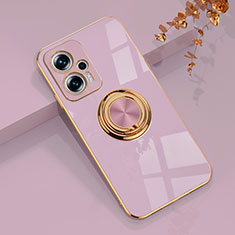 Ultra-thin Silicone Gel Soft Case Cover with Magnetic Finger Ring Stand AN1 for Xiaomi Redmi Note 11T Pro 5G Clove Purple