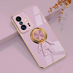 Ultra-thin Silicone Gel Soft Case Cover with Magnetic Finger Ring Stand AN2 for Xiaomi Mi 11T 5G Purple
