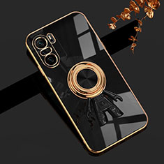 Ultra-thin Silicone Gel Soft Case Cover with Magnetic Finger Ring Stand AN2 for Xiaomi Mi 11X Pro 5G Black