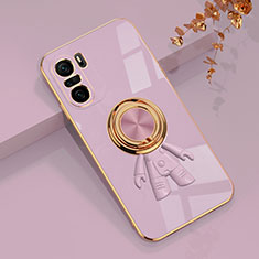 Ultra-thin Silicone Gel Soft Case Cover with Magnetic Finger Ring Stand AN2 for Xiaomi Poco F3 5G Purple