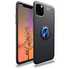 Ultra-thin Silicone Gel Soft Case Cover with Magnetic Finger Ring Stand for Apple iPhone 11 Pro Max Blue and Black
