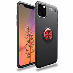 Ultra-thin Silicone Gel Soft Case Cover with Magnetic Finger Ring Stand for Apple iPhone 11 Pro Red and Black