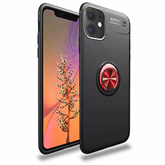 Ultra-thin Silicone Gel Soft Case Cover with Magnetic Finger Ring Stand for Apple iPhone 11 Red and Black