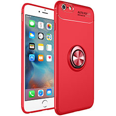 Ultra-thin Silicone Gel Soft Case Cover with Magnetic Finger Ring Stand for Apple iPhone 6 Plus Red