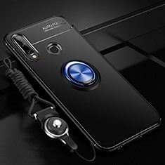 Ultra-thin Silicone Gel Soft Case Cover with Magnetic Finger Ring Stand for Huawei Enjoy 10 Plus Blue and Black