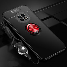 Ultra-thin Silicone Gel Soft Case Cover with Magnetic Finger Ring Stand for Huawei Enjoy 20 Plus 5G Red and Black