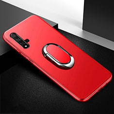Ultra-thin Silicone Gel Soft Case Cover with Magnetic Finger Ring Stand for Huawei Honor 20S Red
