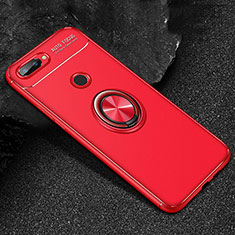Ultra-thin Silicone Gel Soft Case Cover with Magnetic Finger Ring Stand for Huawei Honor 9 Lite Red