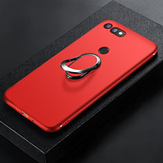 Ultra-thin Silicone Gel Soft Case Cover with Magnetic Finger Ring Stand for Huawei Honor V20 Red